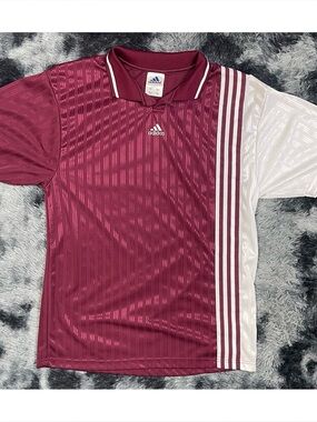 Vintage Adidas 90s Maroon Soccer Polo Jersey